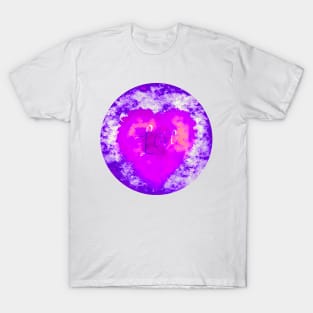 PINK LOVE HEART CIRCLE, PURPLE AND PINK, HANDWRITTEN WORD LOVE T-Shirt